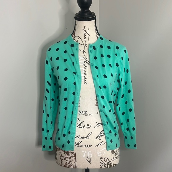 crown & ivy Sweaters - Crown & Ivy Polka Dot Knot Button Down Sweater Cardigan -B11